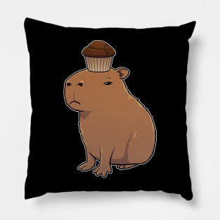 Capybara with a Chocolate Muffin on its head Pillow