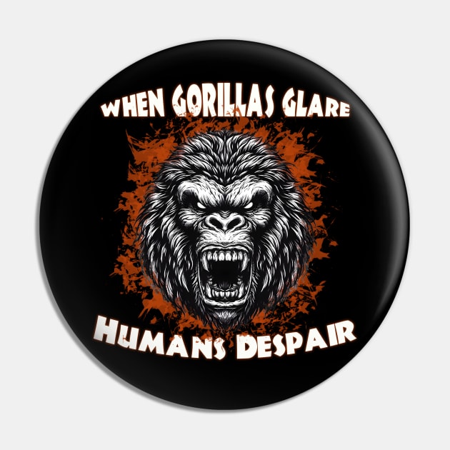 Sinister Angry Gothic Gorilla Pin by MetalByte