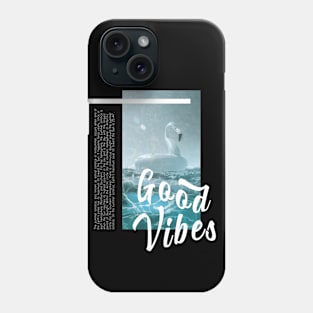 Good Vibes Text Typo Design - Pink Flamingo Pool Float Phone Case