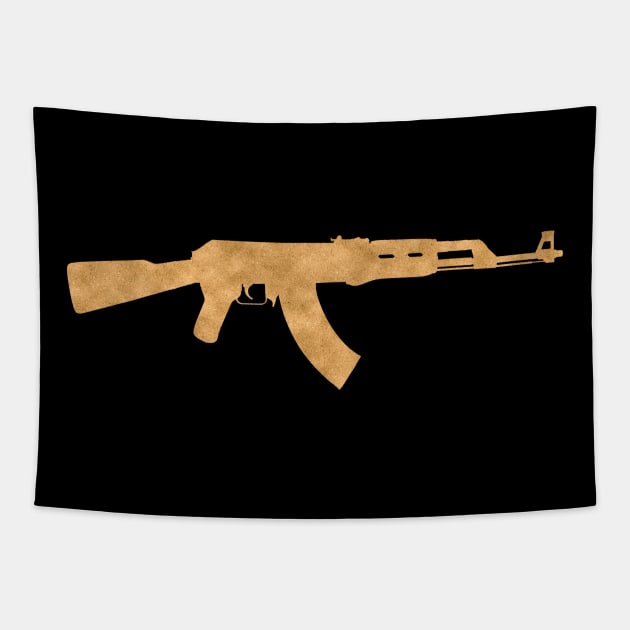 Gold AK47 Rifle Tapestry by nolabel