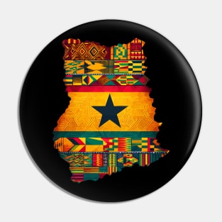 Ghana Map Kente Pattern Pin