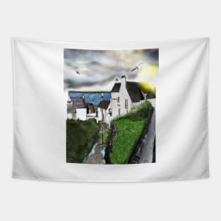 Dysart in Scotland: Architecture Art Print [Scottish Coastal Town ] Tapestry