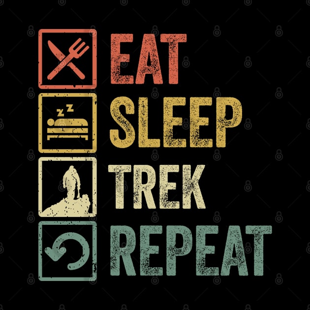 Funny eat sleep trek repeat retro vintage gift by Lyume