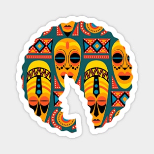 Afro Hair Woman with African Pattern, Black History Magnet