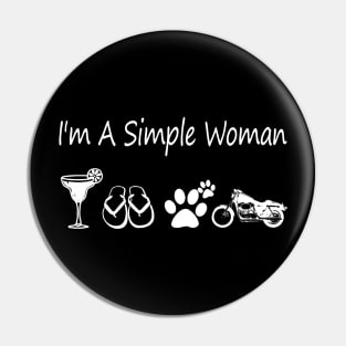 I'm A Simple Woman Flip Flops Dog And Motorcycle Pin