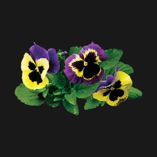 Yellow and Purple Pansy Trio T-Shirt