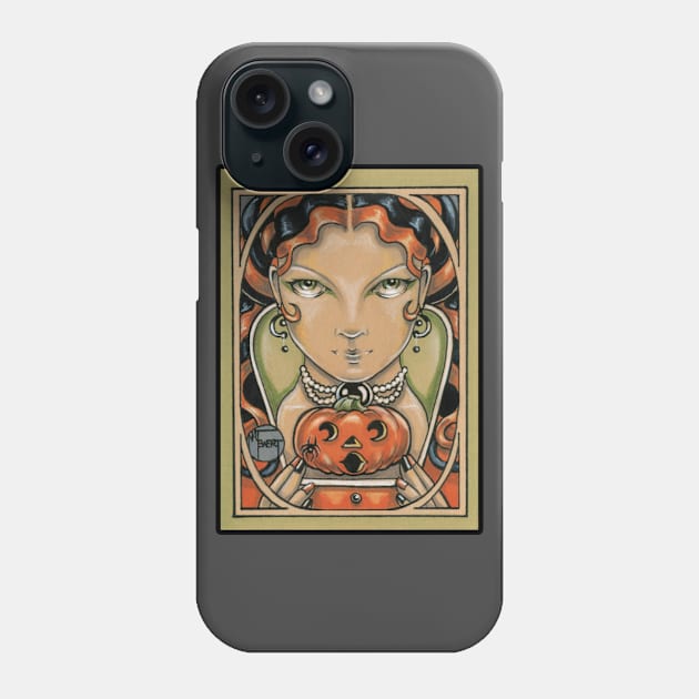 Halloween Queen With Pumpkin Friend Phone Case by Nat Ewert Art