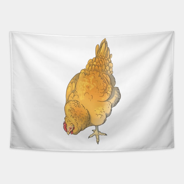 Pecking Buff Orpington Chicken Tapestry by E. Leary Art