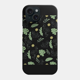 Summer flamingo and leaves seamless pattern. Phone Case