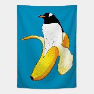 Funny Banana Penguin Tapestry