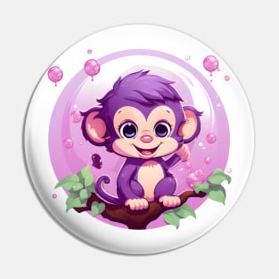 Purple Monkey in a Bubblegum Tree Pin