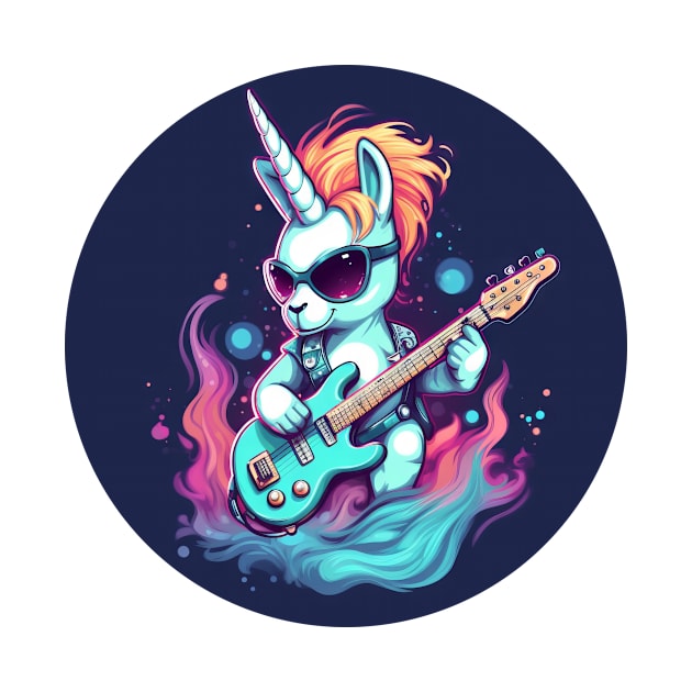 Rocker Unicorn with Guitar by HBfunshirts