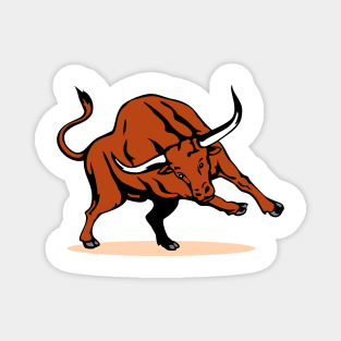 Raging Texas Longhorn Bull Retro Magnet