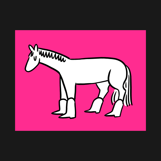 Horse in Boots on Pink by JodieCWells