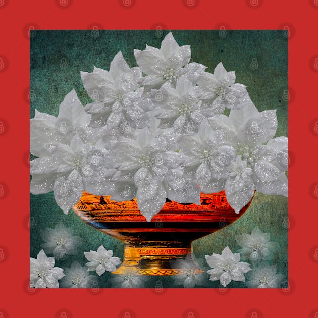 POINSETTIAS SPARKLING IN A BOWL by Overthetopsm