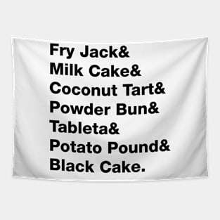 Belizean Treats List - Black Text Tapestry