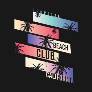 California beach Club Palm Tree Tropical typography T-Shirt