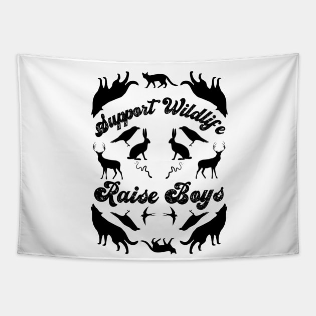 Support Wildlife Raise Boys Mirrored Wild Animals Tapestry by AddiBettDesigns