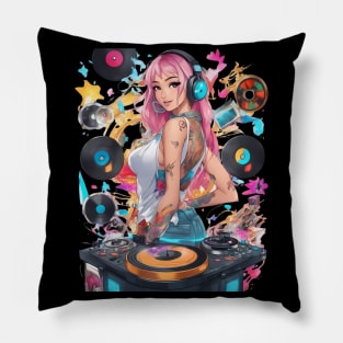 Djing TechnoRave Revolution Girl Pillow