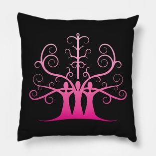 Three Sisters Tree Of Life (Pink Gradient) Pillow