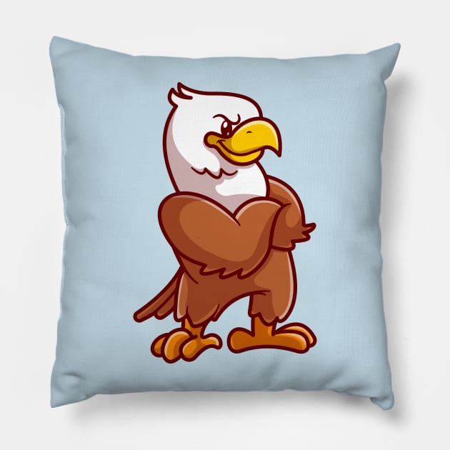 Cute Eagle Folding Arms Cartoon Pillow by Catalyst Labs