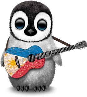 Baby Penguin Playing Filipino Flag Guitar Magnet