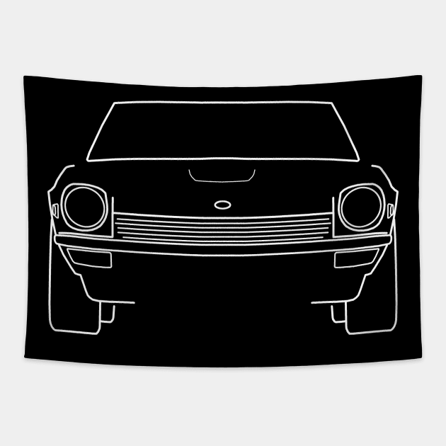 Datsun 240Z classic car outline (white) Tapestry by soitwouldseem