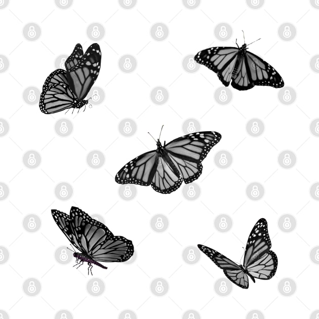 Black And White Butterflies Sticker Pack by casserolestan