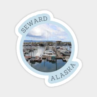 Seward Alaska Boat Harbor and Mountains Magnet