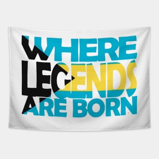 Bahamas Flag - Where Legends Are Born - Bahamian - Soca Mode Tapestry