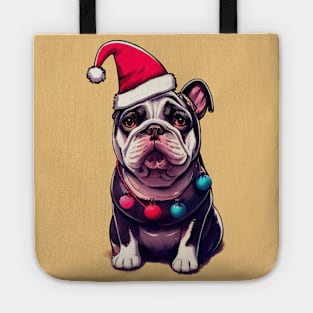 Christmas bulldog portrait Tote