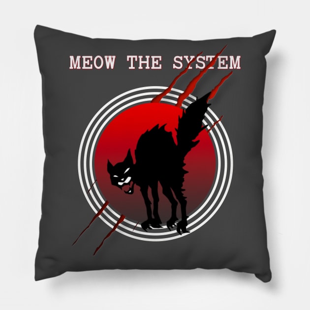 Sabot wild cat: meow the system! Pillow by Blacklinesw9