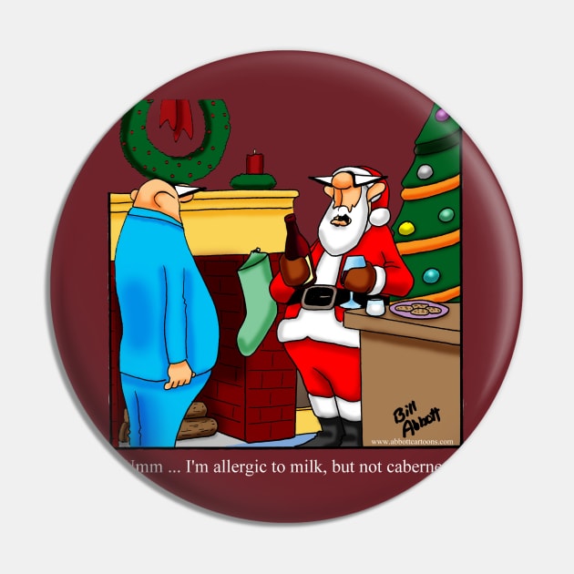 Funny Christmas Santa Wine Cartoon Pin by abbottcartoons