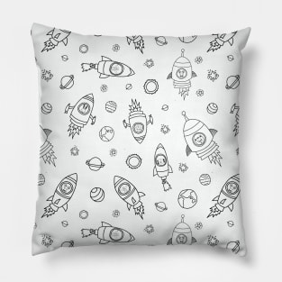 Space animals black on white Pillow