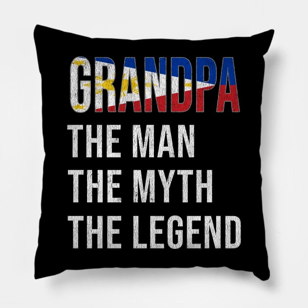 Grand Father Filipino Grandpa The Man The Myth The Legend - Gift for Filipino Dad With Roots From  Philippines Pillow by Country Flags