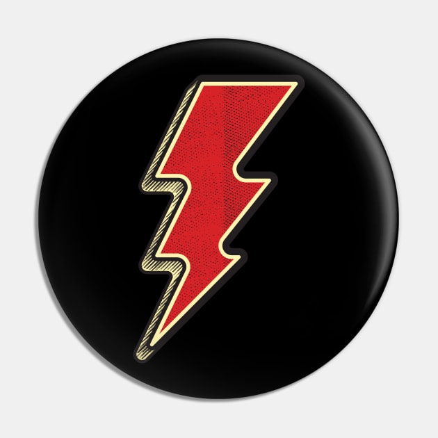 KICK ASS Flash Lightning Bolt Electricity Symbol Vintage Style Sketch Pin by Naumovski