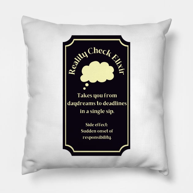 Potion Label: Reality Check Elixir, Halloween Pillow by Project Charlie
