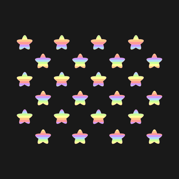 Mini Pastel Rainbow Horizontal Striped Stars by Babey Bog