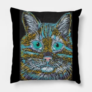 Abstract colorful cat face Pillow