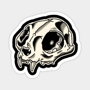 skull cat traditional tattoo Magnet