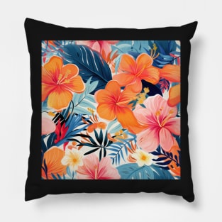 Colorful Tropical Flower Pattern Pillow