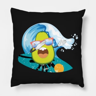 funny avocado surfing Pillow