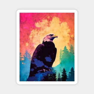 Majestic Eagle Silhouette: Freedom's Colors Magnet