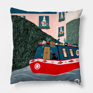 Folk Canal boat Pillow