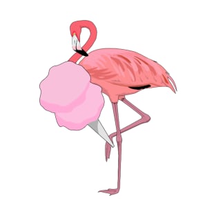 Cute Pink Flamingo Eating Cotton Candy T-Shirt