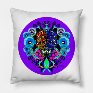 catrina in tree of life ecopop zen art in floral ornament Pillow