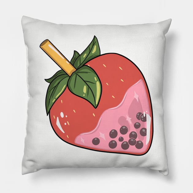 Strawberry Boba Pillow by Ottedian