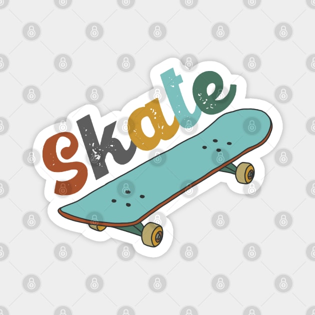 Retro skateboard Magnet by Pickle-Lily