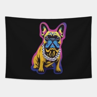 Gold French Bulldog with Silver Chain Tapestry