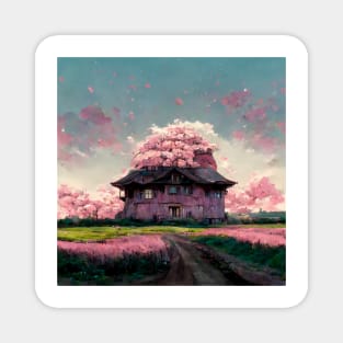 Abandoned House Surrounded by Flowers Magnet